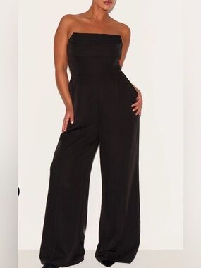 PrettyLittleThing Black Bandeau Jumpsuit
